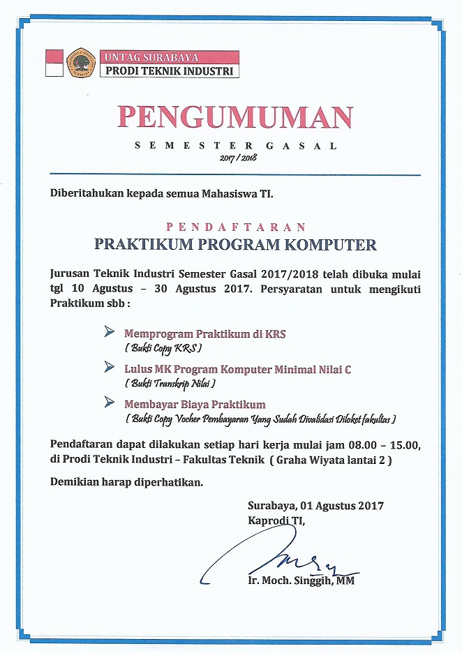 PRAKTIKUM PROGRAM KOMPUTER GASAL 2017/2018